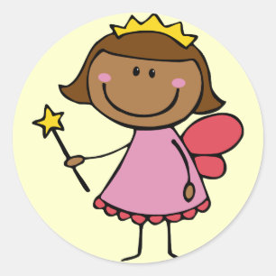 Schattigee fee in een roze jurk ronde sticker