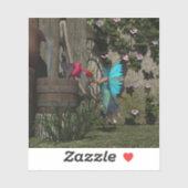 Schattigee fee voeden een vogel sticker (Vel)