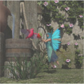 Schattigee fee voeden een vogel sticker (Voorkant)