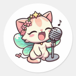 Schattigee feeënkattenzang ronde sticker