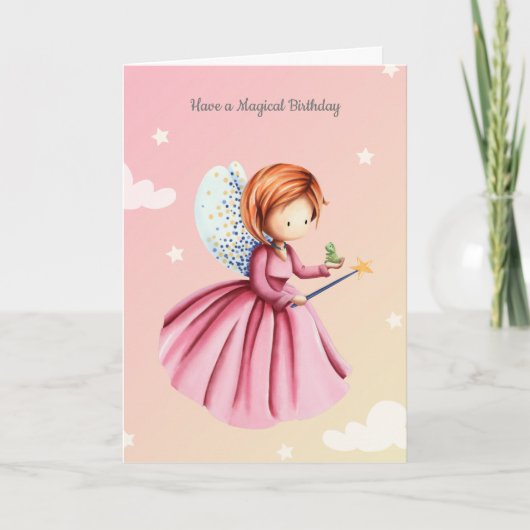 Schattigee feeënprinses met kikkermeisje Verjaarda Kaart (Voorkant)