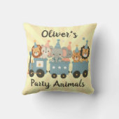 Schattigee feestbeesten op de trein gepersonalisee kussen (Achterkant)