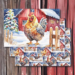 Schattigee Feestelijke Country Chickens Kerst Inpakpapier Vel