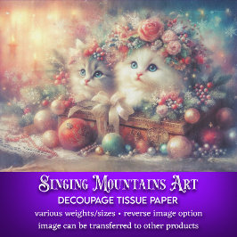 Schattigee feestelijke kerst Kittens decoupage Tissuepapier