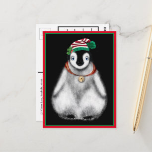 Schattigee feestelijke kerstpinguïn briefkaart