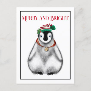 Schattigee feestelijke kerstpinguïn feestdagenkaart