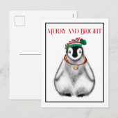 Schattigee feestelijke kerstpinguïn feestdagenkaart (Voorkant / Achterkant)
