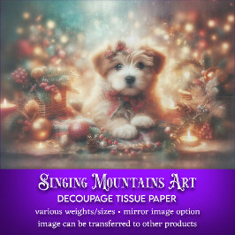 Schattigee feestelijke kerstpuppy decoupage tissuepapier
