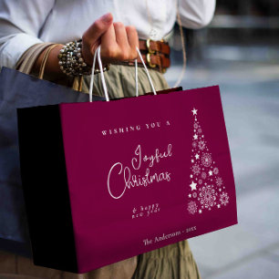 Schattigee feestelijke magenta kerst groot cadeauzakje