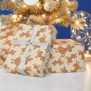 Schattigee Feestelijke Reindeers Naadloos Kerstcad Cadeaupapier