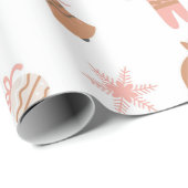 Schattigee feestelijke roze kerst peperkoek sneeuw cadeaupapier (Rol Hoek)