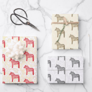 Schattigee feestelijke Scandi Red Beige en Grey Da Inpakpapier Vel