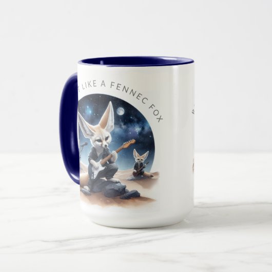 Schattigee Fennec Foxes Rocking Akoestische Gitare Mok (Voorkant links)