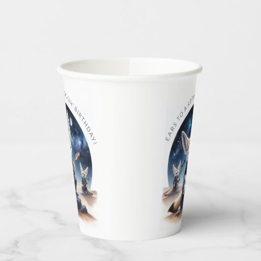 Schattigee Fennec Foxes Rocking Akoestische Gitare Papieren Bekers (Links)
