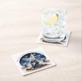 Schattigee Fennec Foxes Rocking Akoestische Gitare Vierkante Kartonnen Onderzetter (Insitu)