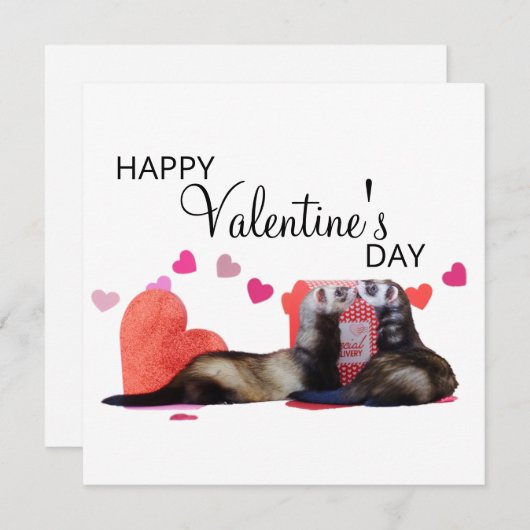 Schattigee Ferret Valentijnsdag Heart Love Feestdagenkaart (Voorkant / Achterkant)