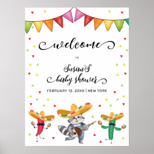 Schattigee Fiesta Taco Cactus Animal Baby shower W Poster