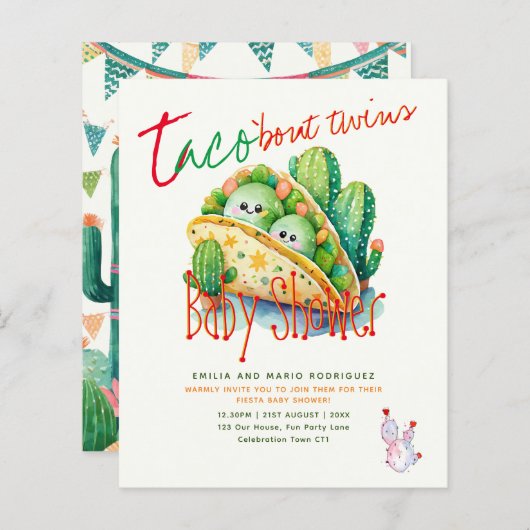 Schattigee Fiesta Taco TWINS Baby shower BESTE BUD (Voorkant / Achterkant)