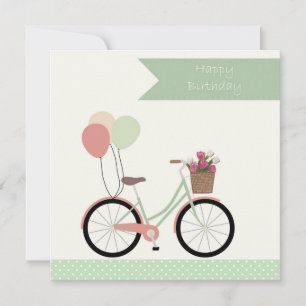 Schattigee fiets en ballonnen Happy Birthday Kaart