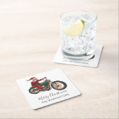 Schattigee fietser Kerstman Vierkante Kartonnen Onderzetter (Insitu)