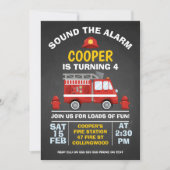 Schattigee Fire Engine Chalkboard Verjaardagsuitno Kaart (Voorkant)