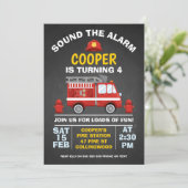 Schattigee Fire Engine Chalkboard Verjaardagsuitno Kaart (Staand voorkant)