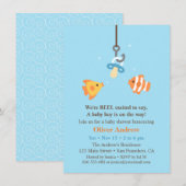 Schattigee Fish Bait Vist Uitnodigingen voor babyd (Voorkant / Achterkant)