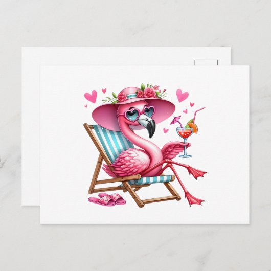 Schattigee Flamingo clipart Briefkaart (Voorkant / Achterkant)