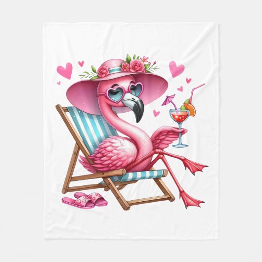 Schattigee Flamingo clipart Fleece Deken (Voorkant)