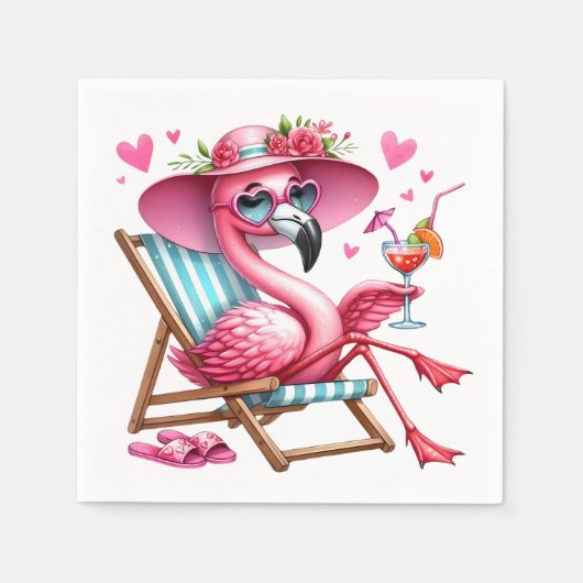Schattigee Flamingo clipart Servet (Voorkant)