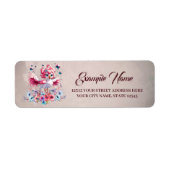 Schattigee flamingo in cartoon stijl, etiket (Voorkant)