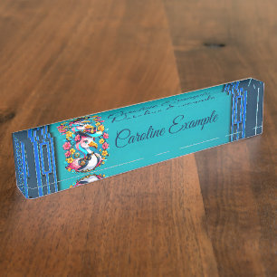 Schattigee flamingo met een kleurrijk zomerse pet naambordje