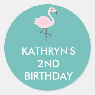 Schattigee Flamingo Pastel gepersonaliseerde Stick Ronde Sticker