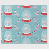 Schattigee flamingo wereldbollen cadeaupapier (Vlak)