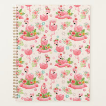 Schattigee flamingo's en tropische bloemen