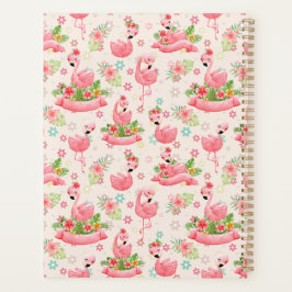 Schattigee flamingo's en tropische bloemen planner