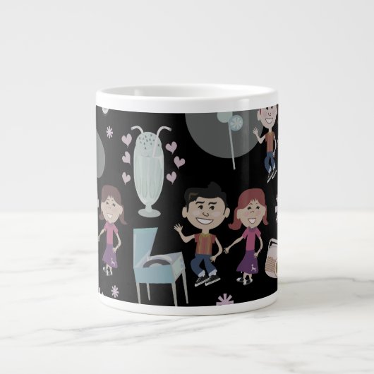 Schattigee Flashback Kinder Happy Fifties Pattern Extra Grote Mok (Voorkant)