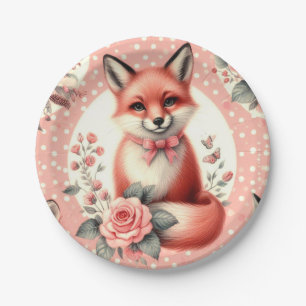 Schattigee Floral Baby Fox Papieren Bordje