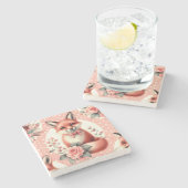 Schattigee Floral Baby Fox Stenen Onderzetter (Zijkant)