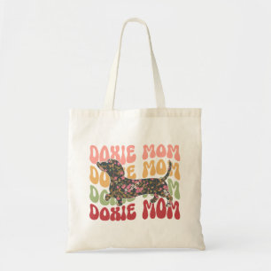 Schattigee Floral Doxie Moeder Canvas tas