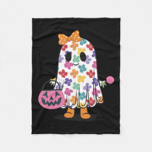 Schattigee Floral Ghost Trick or treat Funny Hallo Fleece Deken