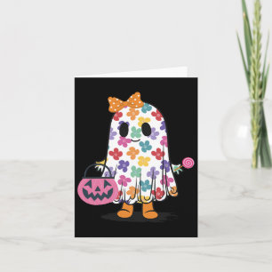 Schattigee Floral Ghost Trick or treat Funny Hallo Kaart