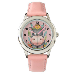 Schattigee Floral Hippopotamus Kinder Horloge