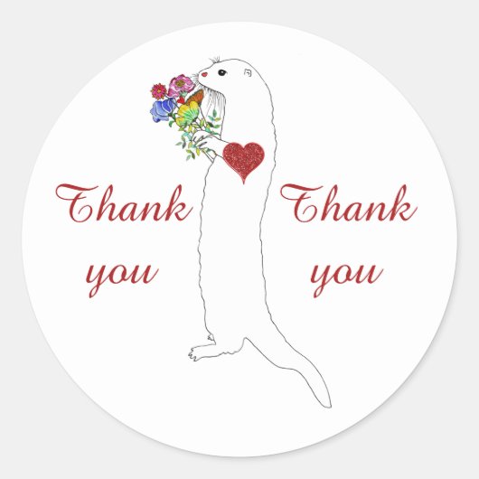 Schattigee Floral Otter dank u Sticker (Voorkant)