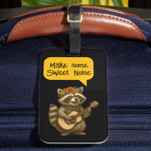 Schattigee Floral Raccoon Music Duo spelen gitaarm Bagagelabel