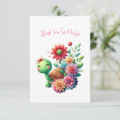 Schattigee Floral Turtle bedankje Kaart (Staand voorkant)