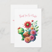 Schattigee Floral Turtle bedankje Kaart (Voorkant / Achterkant)