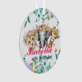 Schattigee Floral Zoo oerwoud Animals Verjaardag W Ornament (voorkant)