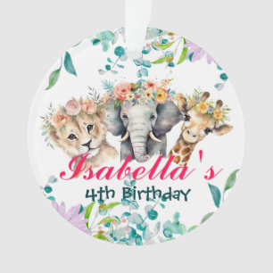 Schattigee Floral Zoo oerwoud Animals Verjaardag W Ornament
