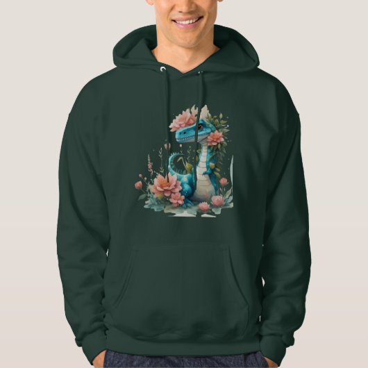 Schattigee Florale dinosaurus Hoodie (Voorkant)